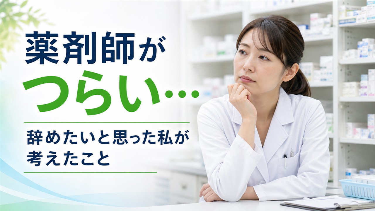 薬局のバックヤードで仕事のつらさと今後の働き方を考える女性薬剤師のイメージ