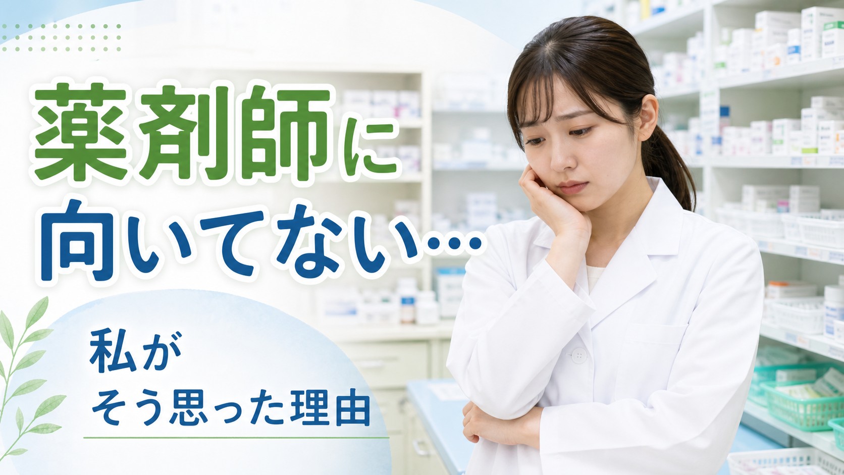 薬局のバックヤードで薬剤師に向いてないかもしれないと悩む女性薬剤師のイメージ