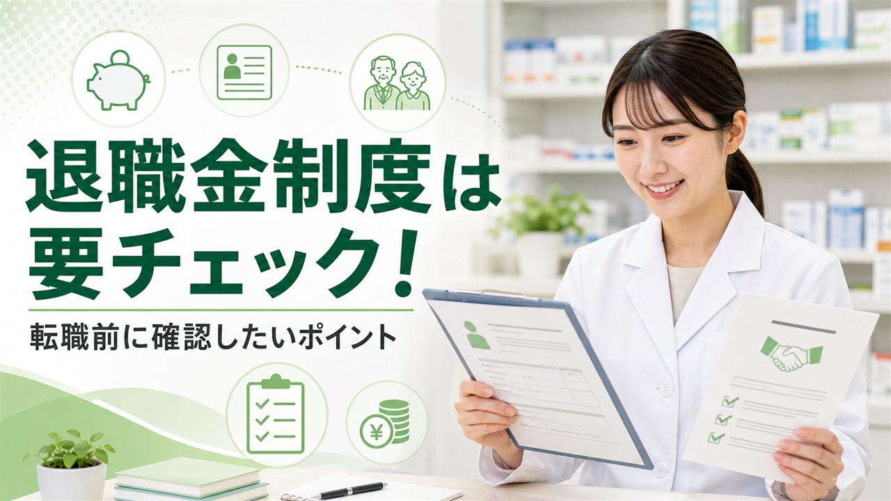薬剤師が転職前に退職金制度を確認しているイメージ
