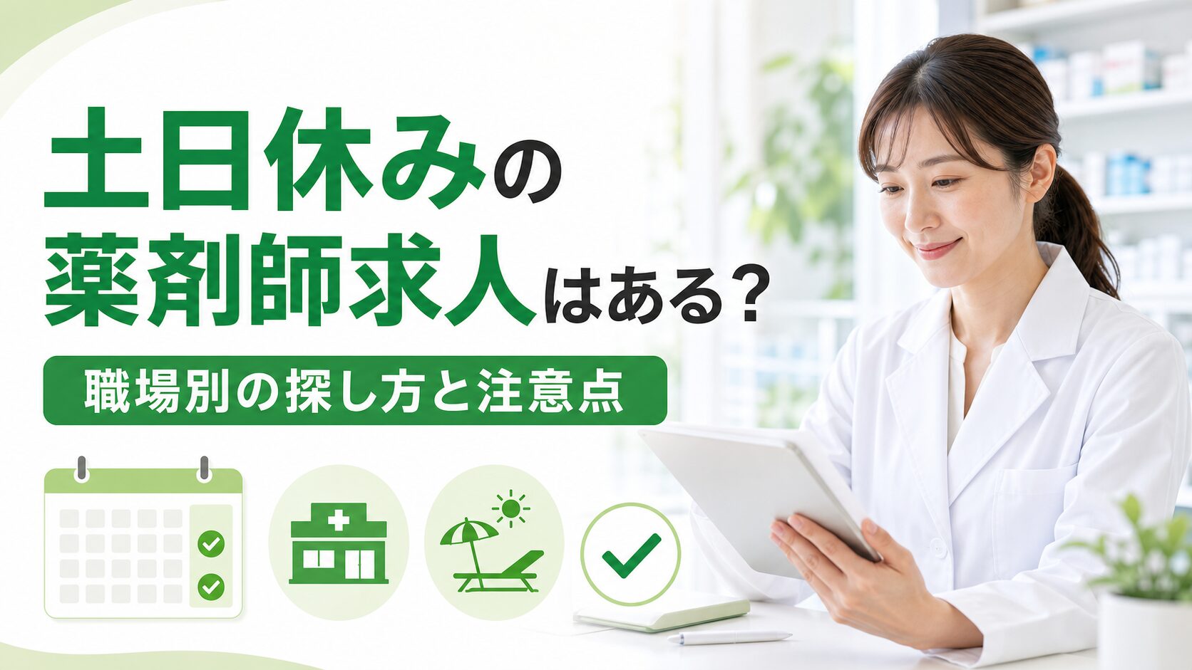 土日休みの薬剤師求人を比較している薬剤師のイメージ