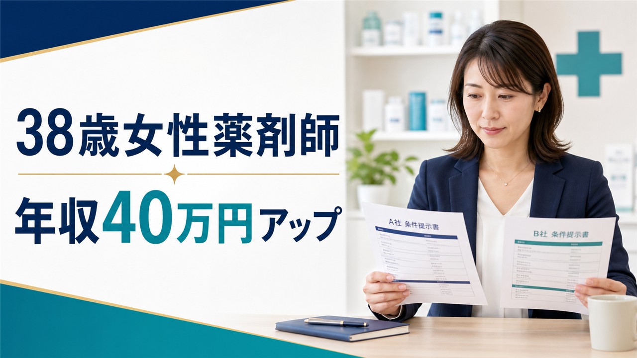 38歳女性薬剤師の転職体験談で年収40万円アップした公開事例