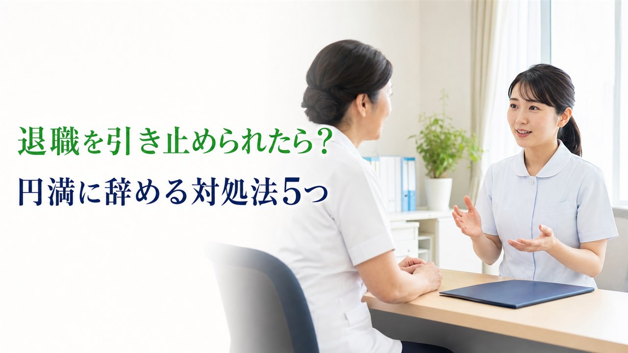 看護師の退職引き止めについて上司と話し合う看護師