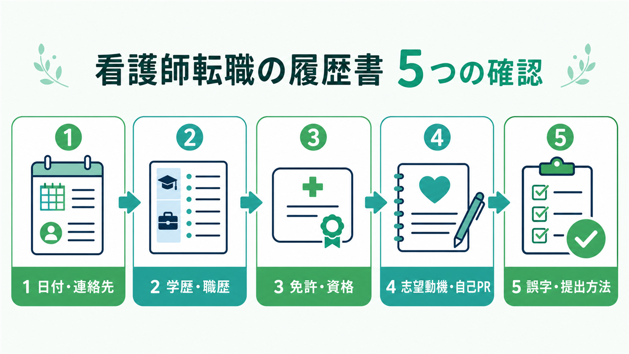 看護師転職の履歴書で確認する5つの項目