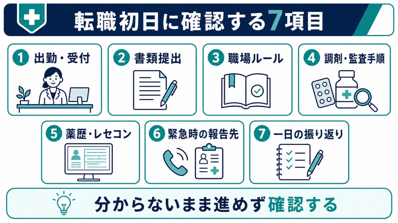 薬剤師の転職初日に確認する7項目