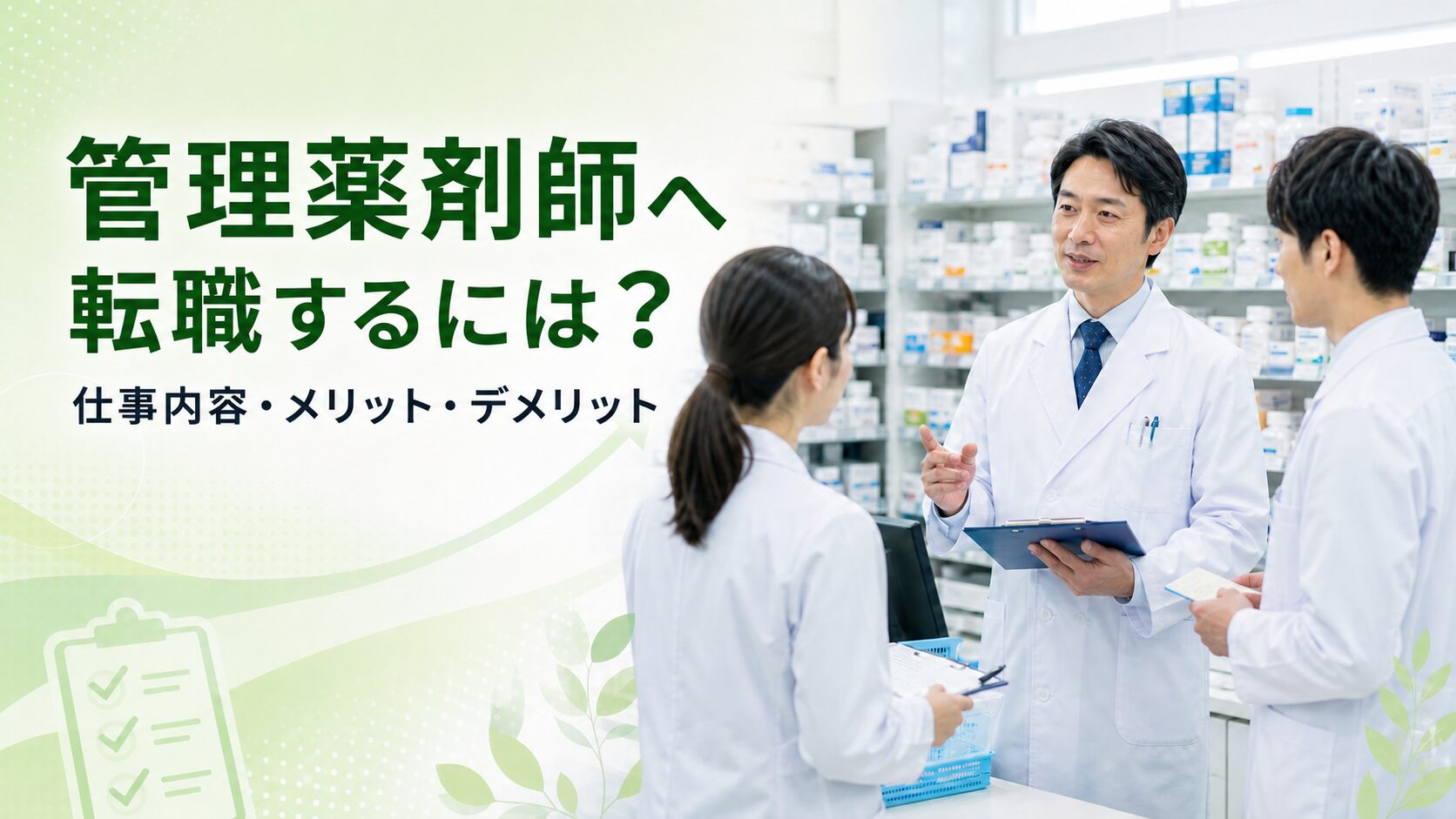 管理薬剤師への転職を検討し薬局スタッフをまとめる薬剤師