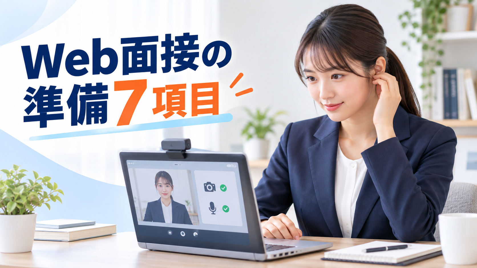 転職のWeb面接に向けてカメラと音声を確認する求職者