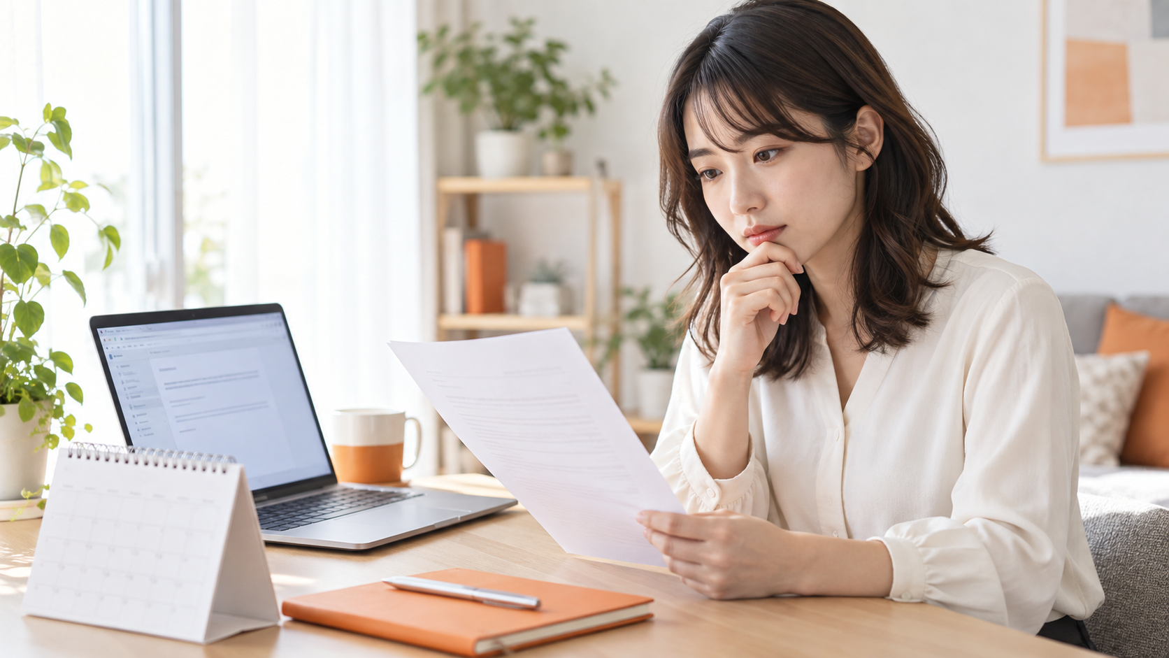転職の内定保留を申し出る前に返答期限を確認する女性