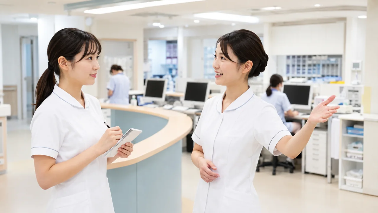 看護師の病院見学でナースステーションを確認する様子