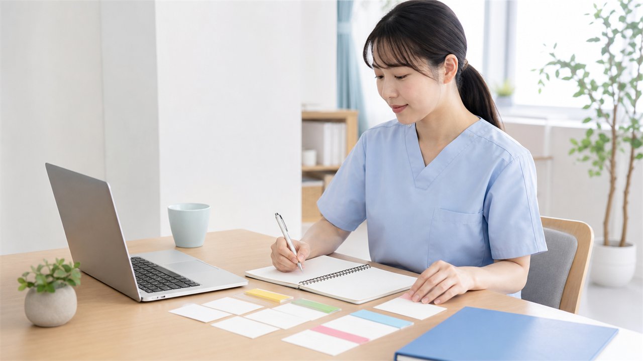 看護師の職務経歴書を書く前に経験を整理する様子